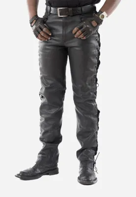 Produktbild von Schnürhose Bikerhose Rind Nappa Leder – Schwarz / 34