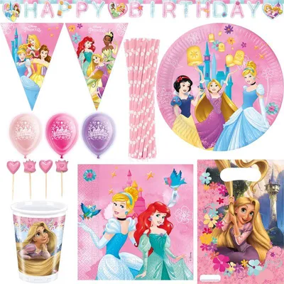 Produktbild von Rapunzel XL Partyset zum Kindergeburtstag Disney Princess Party Deko 56 tlg.