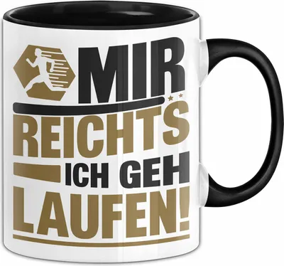 Produktbild von Joggen Tasse Geschenk Jogger Geschenkidee Marathon Läufer Mir Reichts Ich Geh Laufen Kaffee-Becher (Schwarz)