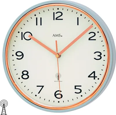 Produktbild von AMS 5509 Wanduhr Funk Funkwanduhr analog grau rund