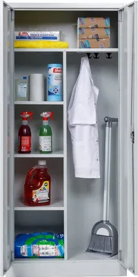 Produktbild von Putzmittelschrank Stahl, 80x38x180 cm, grau
