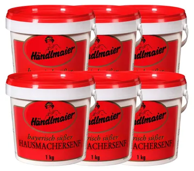 Image de Händlmaiers Moutarde maison douce en seau Sans gluten 1Kg 6er Pack