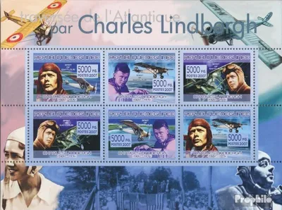 Produktbild von Briefmarken Guinea 2007 Mi 5232-5237 Kleinbogen (kompl. Ausgabe) postfrisch Charles Lindbergh (1902-1974)