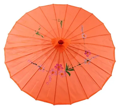 Produktbild von Sonnenschirm 005 Dekoschirm aus Kunstfaser, wasserfest orange Bambus Ø 84cm