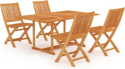 Produktbild von vidaXL 5-tlg. Garten-Essgruppe Massivholz Teak