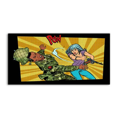Produktbild von Coloray Canvas 140x70  Wandbild Leinwand Bilder Zivilist schlägt einen Soldaten