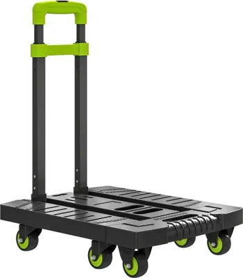 Produktbild von Klappbare Sackkarre aus Metall, Transportkarre mit verstellbarem Griff, 49x35x102cm, faltbar, Handwagen, praktische Transporthilfe, Grün, belastbar