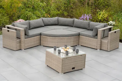 Produktbild von Merxx Multifunktionales Set "Rivello" - Stahlgestell mit Kunststoffgeflecht Steinbeige, inkl. Kissen