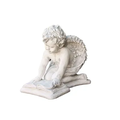 Produktbild von Engel mit Buch für den Garten aus Steinguss, Frostfest Witterungsbeständig und Neu, 40cm Höhe, 30cm Breite, 35cm Tiefe, ca 24kg, PO-496