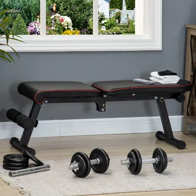 Produktbild von Kurzhantel Langhantel Set 2-in-1 20 kg, Hantelset verstellbar Eisen rostfrei gerändelter Griff, Schwarz | 95 cm | 8 Scheiben | Sternverschluss
