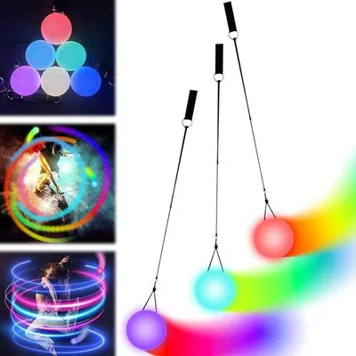 Image de Lot de 3 balles de jonglage LED aux couleurs de l'arc-en-ciel avec effet stroboscopique
