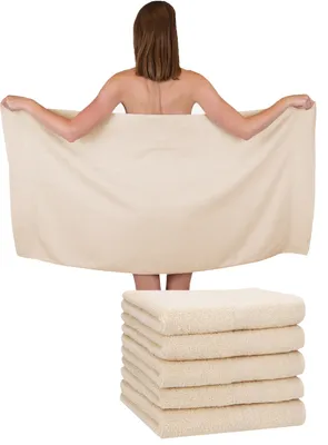 Produktbild von Betz 6 Stück Duschtücher 70 x 140 cm PREMIUM 100% Baumwolle Liegetuch Strandtuch   Farbe: sand
