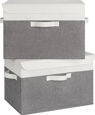 Produktbild von Große Aufbewahrungsboxen mit Deckel - Set von 2 Stück für Kleidung und Organisation