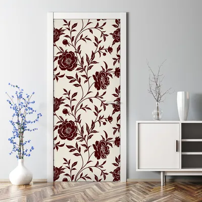 Produktbild von Dekorative Türposter Aufkleber Türsticker selbstklebend Klebefolie Damast schwarz-weiß 70 x 200 cm