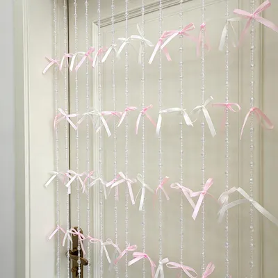 2er-Set rosa-weiße Schleifen-Girlanden, 2 m, Perlen, Dekoration