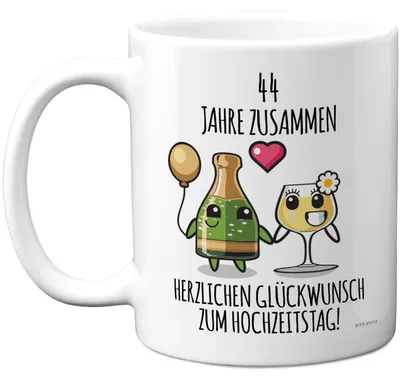 Keramiktasse 325 ml – 44. Hochzeitstag, Spülmaschinenfest