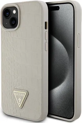 Produktbild von Guess iPhone 15 Plus & iPhone 14 Plus Back cover case - Croco triangle logo - Gold