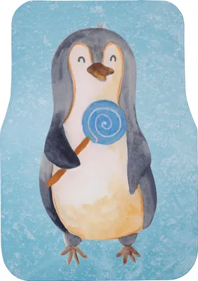 Produktbild von Mr. & Mrs. Panda Automatte Pinguin Lolli - Eisblau - Geschenk, Auto Teppich, Pinguine, Heißhunger, Naschen, Süßigkeiten, Fußmatte Fürs, Autoteppich, Spruch, Auto-Fußmatte