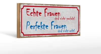 Produktbild von Holzschild Spruch 27x10cm echte Frauen perfekte Frauen