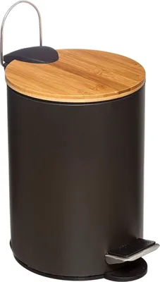 Zdjęcie produktu dla Kosz łazienkowy na śmieci z bambusową pokrywą MODERN, 3 l