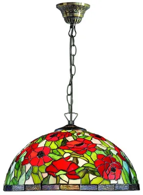 Produktbild von Casa Padrino Tiffany Hängeleuchte im Rosen-Design Mehrfarbig Ø 40 x H. 95 cm - Luxus Glaslampe