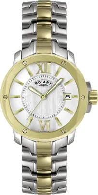 Produktbild von Rotary Herrenuhr Quarz Edelstahl bicolor weißes Zifferblatt römisch Datum GB02830/01
