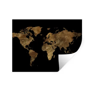 Produktbild von MuchoWow® Wandtattoo Wandsticker Wandaufkleber Weltkarte - Gold - Luxus - Erde - Schwarz 120x90 cm Selbstklebend und Repositionierbar - Aufkleber
