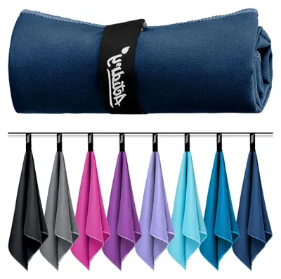 Produktbild von Mikrofaser Handtücher 2er Set L+S (80 x 160 + 40 x 80 cm) - Marineblau
