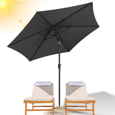 Produktbild von EINFEBEN 2.7m Sonnenschirm Marktschirm mit Handkurbel UV40+ Outdoor-Schirm Terrassen Gartenschirm,Grau