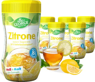 Produktbild von KING GEORGE Zitrone Instantgetränk 6 x 400g Ergibt ca. 4L pro Dose