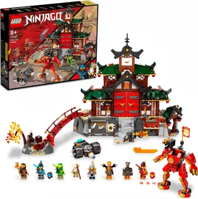 Produktbild von LEGO 71767 NINJAGO Ninja-Dojotempel aus Meister des Spinjitzu, Gebäude-Set mit 5 Räumen, inkl. 8 Minifugren wie Lloyd, Kai und Schlangen-Actionfiguren, Ninja-Spielzeug für Kinder ab 8 Jahren