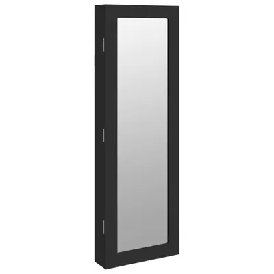 Obrázek produktu pro Zrcadlová šperkovnice nástěnná černá 30 x 8,5 x 90 cm