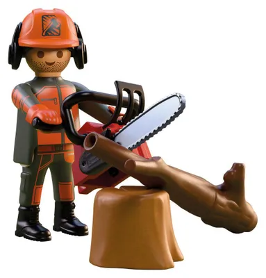 Productafbeelding van PLAYMOBIL Boswerker met kettingzaag figuur. Geschikt voor kinderen. One size