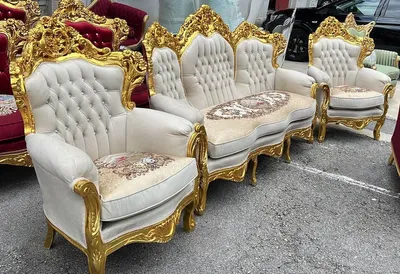 Produktbild von Casa Padrino Barock Wohnzimmer Set Creme / Gold - Prunkvolle Barock Möbel