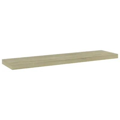 A single wooden shelf against a white background.