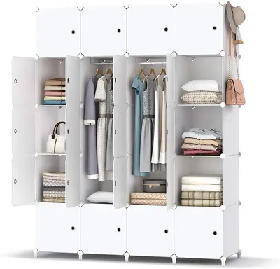 Imagen del producto de Armario, estantería modular de plástico con 20 compartimentos, 180 x 142 x 45 cm