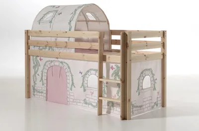 Produktbild von Spielbett Pino mit Textilset Vorhang und Tunnel "Birdy"