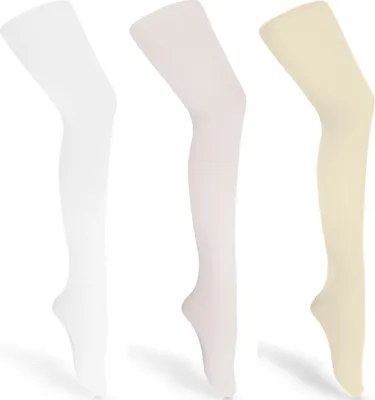Image de Merry Style Lot de 3 Collants Enfant Fille Microfibre 60 DEN WL-010 (Blanc/Ecru/Avioro, 104-110)
