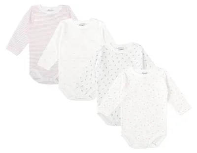 Produktbild von BABIDU | 4er-Pack Babybody Langarm mit Schulteröffnung – 100% Baumwolle, weich &
