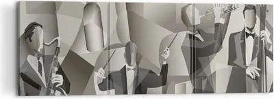 Produktbild von Bild auf Leinwand - Leinwandbild - Jazz Musik Musiker - 120x40cm - Wand Bild - Wanddeko - Leinwanddruck - Bilder - Kunstdruck - Wanddekoration - Leinwand bilder - Wandkunst - CA120x40-4119