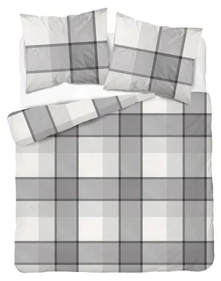 Image de Couverture de lit, housse de couette en flanelle, chaude, pour l'hiver, dimensions 200x220, motif à carreaux gris, référence 6037b, Image générée par une IA
