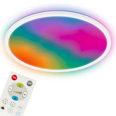 Produktbild von Briloner LED Panel Dimmbar Ø42x3 cm 22W 3000lm CCTIC RGBIC Farbwechsel Fernbedienung Weiß - LED Deckenlampe Wohnzimmer Schlafzimmer
