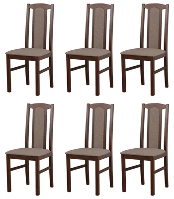 Obrázek produktu pro Jídelní židle ESSZIMMERSTUHL - sada 6 kusů, model Bos, barva ořech, design "hygge", rozměry 20