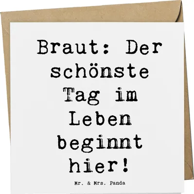 Produktbild von Mr. & Mrs. Panda Grußkarte Spruch Braut Tag - Weiß - Geschenk, Heirat, Hochzeit, Klappkarte, anlasskarte, Liebe, doppelkarte, faltkarte, Hochzeitstag, Magie, bedeutsamer