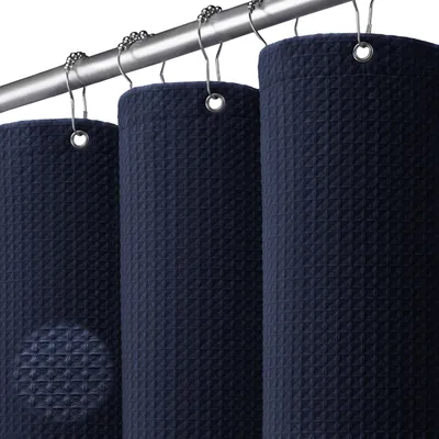 Productafbeelding van Blauwe douchegordijn, 180x180 cm, douchegordijn van wafelmateriaal voor in het bad, schimmelwerend douchegordijn, waterdicht douchegordijn, 183x183 cm