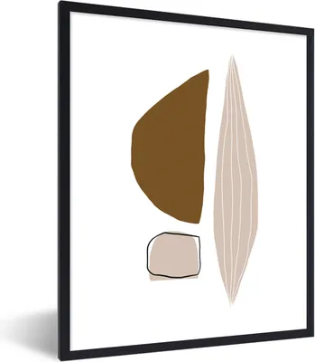 Produktbild von MuchoWow® Gerahmtes Poster Abstrakt - Formen - Linienkunst 60x80 cm - Poster mit Schwarzem Bilderrahmen Wandposter Rahmen Foto Bilder - Premium - Wanddeko Wohnzimmer