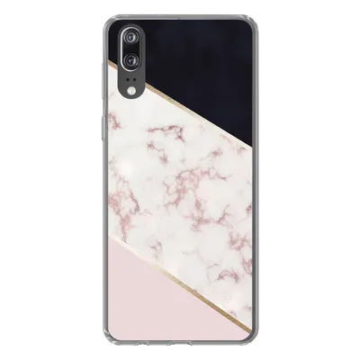 Produktbild von MuchoWow® Handyhülle Schutzhülle Hülle für Huawei P20 Marmor - Roségold - Luxus Silikon Softcase Handy Hülle - Hardcover