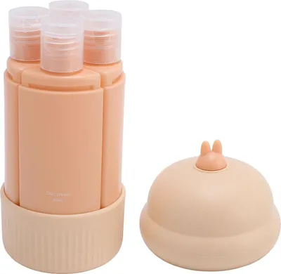 Produktbild von Reiseflaschen für Toilettenartikel, 4-in-1-Duschgelspender, tragbare Squeeze-Shampoo-Flüssigkeitsbehälter