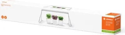 The image shows the packaging of an indoor garden LED grow light.