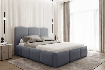 Produktbild von Polsterbett Doppelbett DUNIA Komplettset in Stoff Opera Velvet Steel 160x200cm